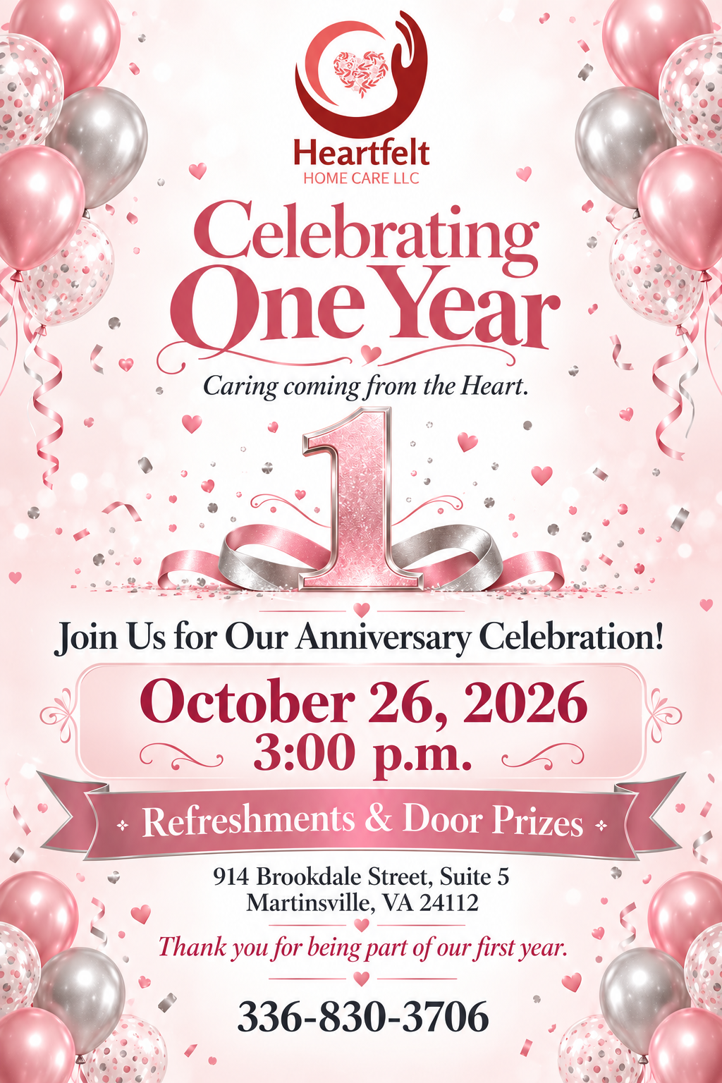 HeartFelt Home Care One year celebration 